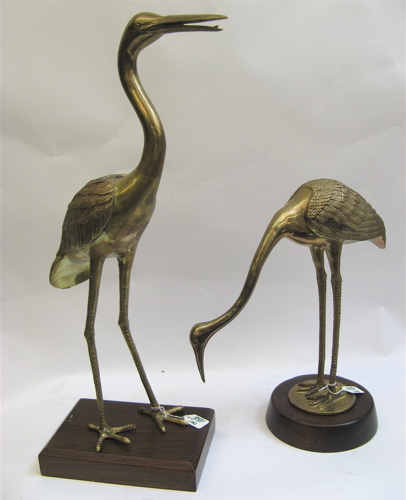 Appraisal: TWO DECORATIVE BRASS HERON one upright the other with head