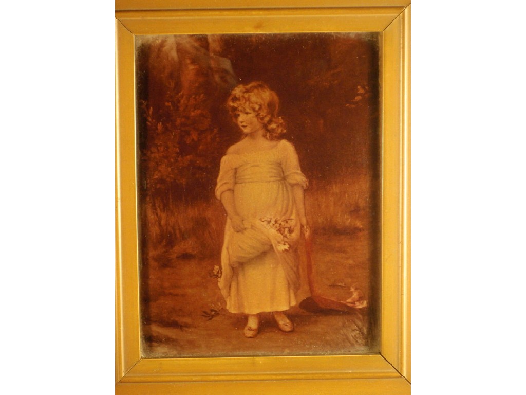 Appraisal: A gilt framed crystoleum portrait of a young girl gathering