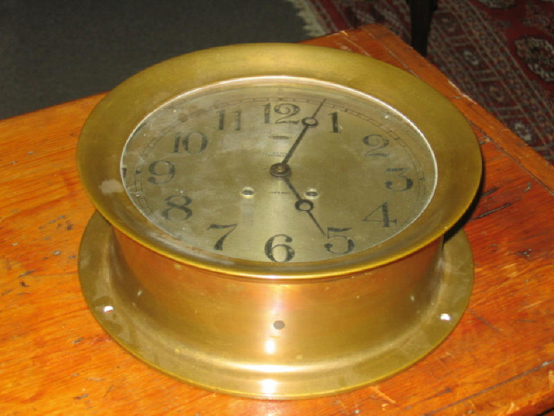 Appraisal: CHELSEA SHIP'S CLOCK Brass cylindrical case diameter inches Estimate -