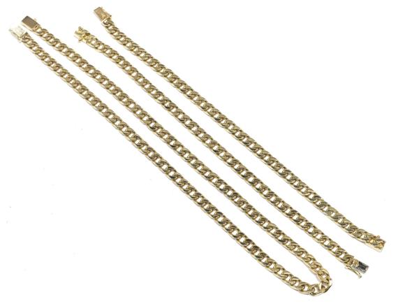 Appraisal: A FRENCH GOLD NECKLACE AND BRACELETS Yellow gold g A