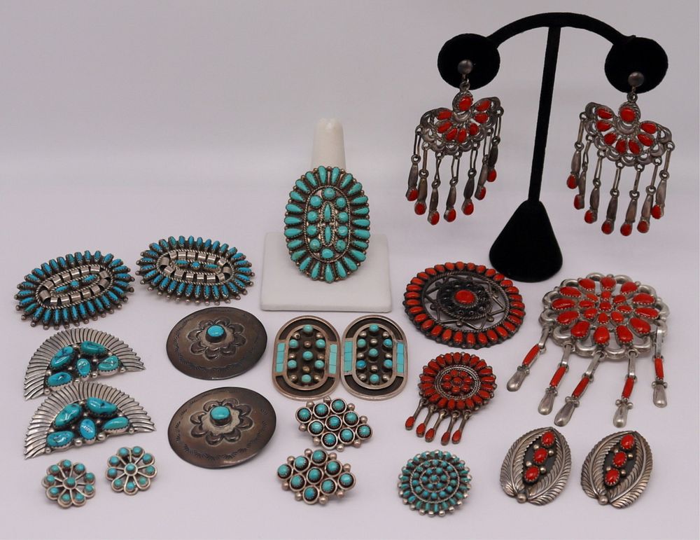 Appraisal: JEWELRY Assorted Southwest Turquoise and Coral Includes a pair of