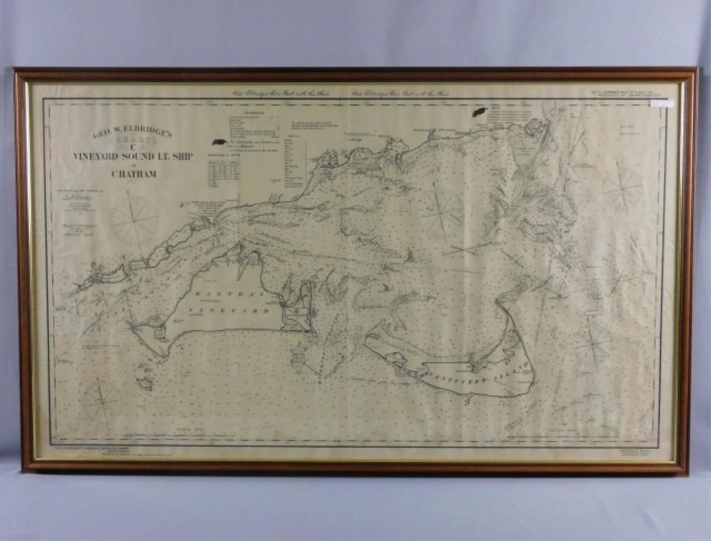 Appraisal: NAUTICAL CHART VINEYARD SOUND LIGHTSHIP TOChatham by George W Eldridge's