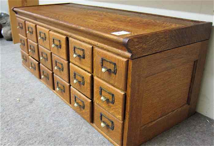 Appraisal: AN OAK CARD FILE CABINET American c featuring x card