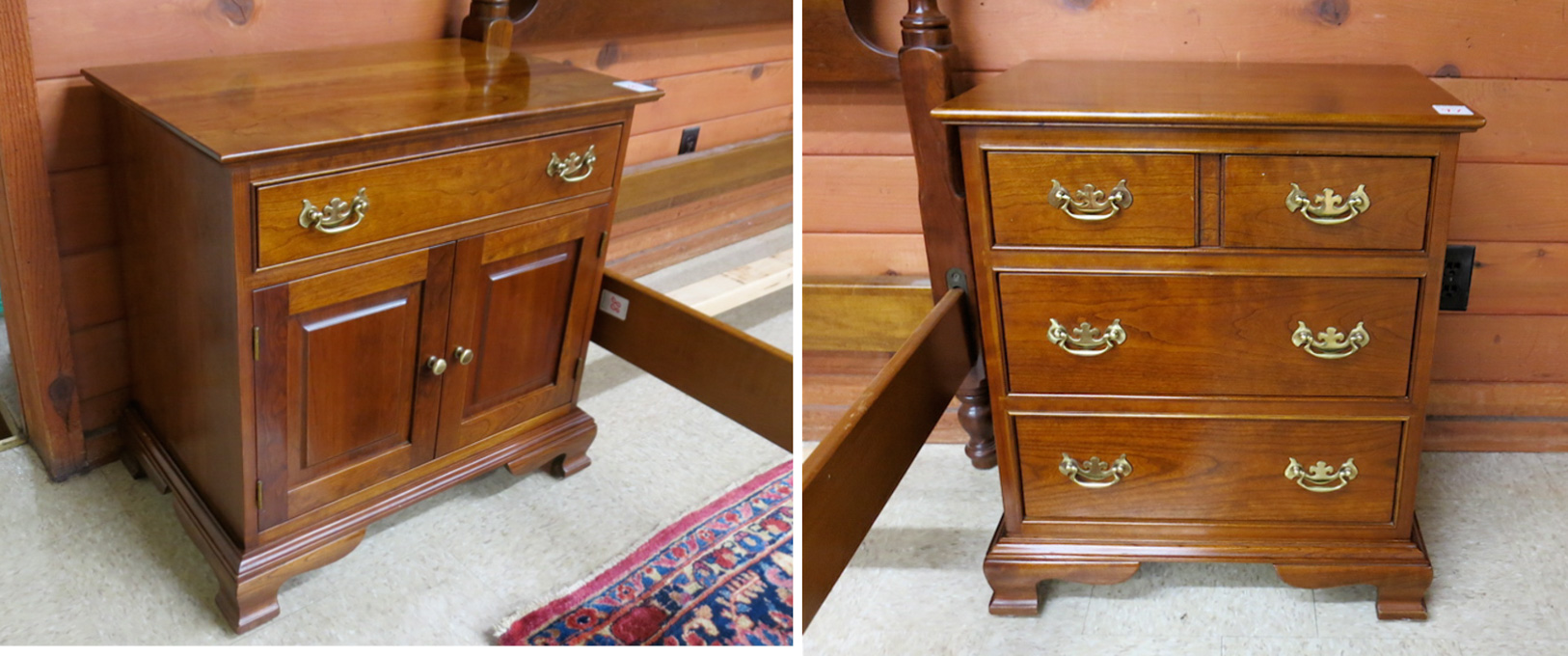 Appraisal: TWO STICKLEY CHERRYWOOD NIGHTSTANDS L J G Stickley branded shopmarks