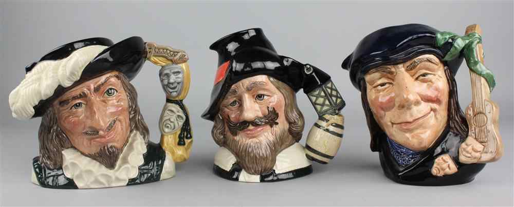 Appraisal: ROYAL DOULTON 'SCARAMOUCHE' CHARACTER JUGS D copr and D together