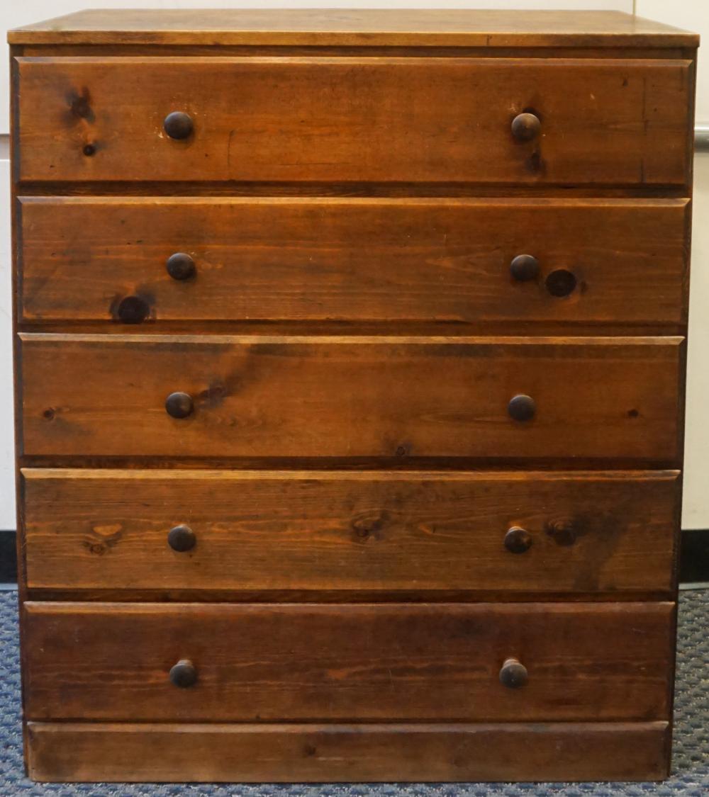 Appraisal: STAINED PINE FIVE-DRAWER CHEST AND FOUR-DRAWER CHEST FIVE CHEST DRAWER