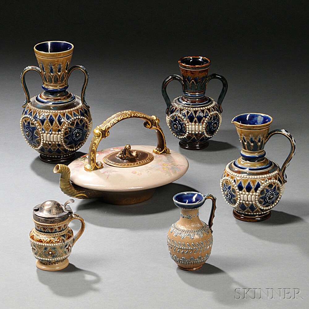 Appraisal: Six Doulton Stoneware Items England late th early th century