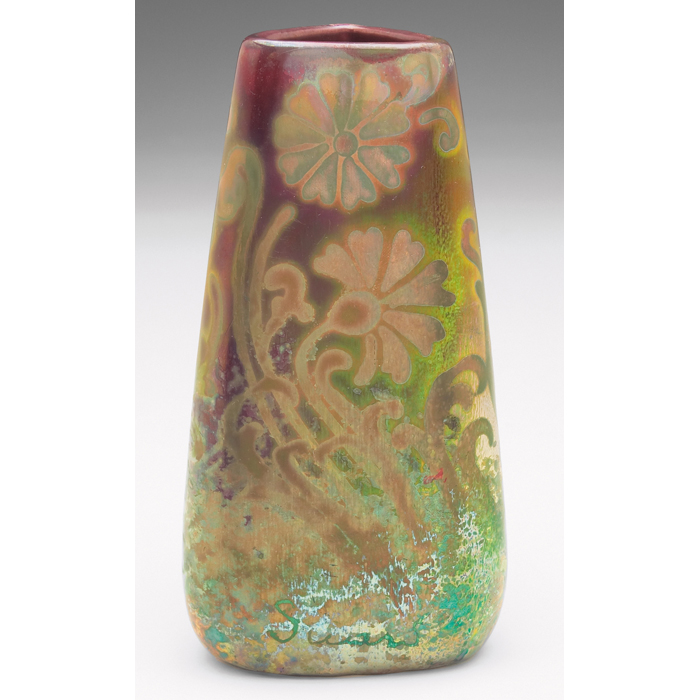 Appraisal: Weller Sicard vase three-sided with a stylized floral design covered