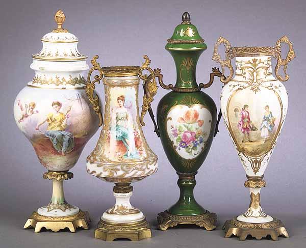 Appraisal: A Group of Four Gilt Bronze-Mounted Vases in the Sevres