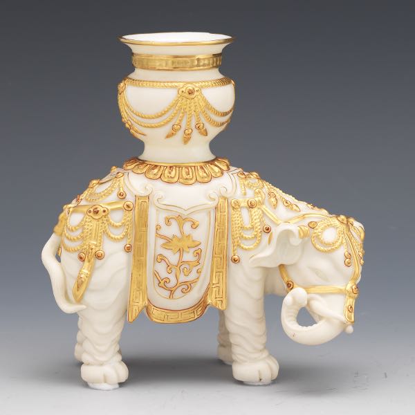 Appraisal: ROYAL WORCESTER PORCELAIN ELEPHANT VASE DATED x x White porcelain