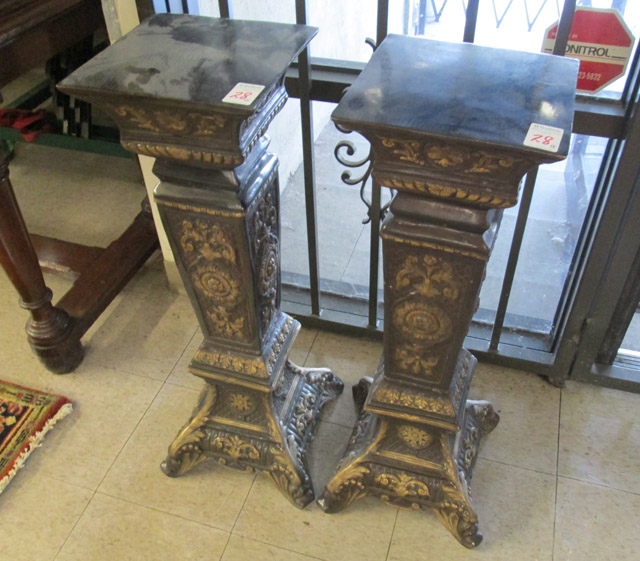 Appraisal: PAIR OF PATINATED BRONZE PEDESTALS each of square columnar form