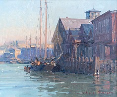 Appraisal: Christopher Blossom Present Early Morning Gloucesteroil on canvas x in