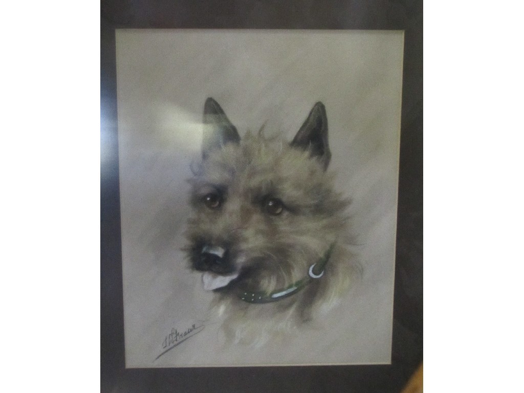 Appraisal: L FRASER Lot comprising one pastel dog portrait and one