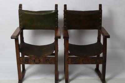 Appraisal: A pair of Italian th Century style chairs with leather