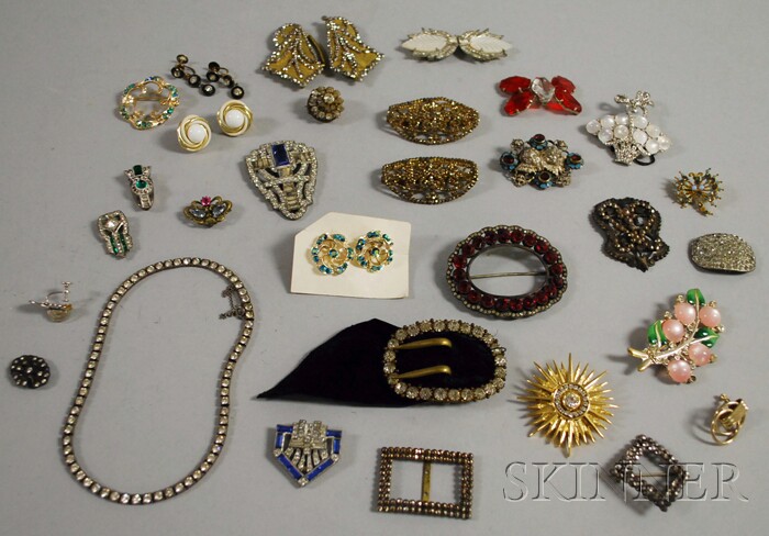 Appraisal: Small Group of Mostly Rhinestone and Paste Costume Jewelry including