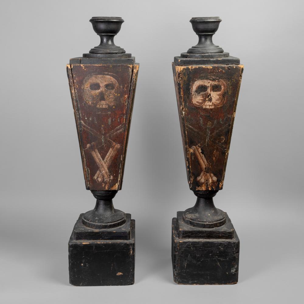 Appraisal: SPANISH COLONIAL MEXICO PAIR OF DAY OF THE DEAD SCONCESSpanish