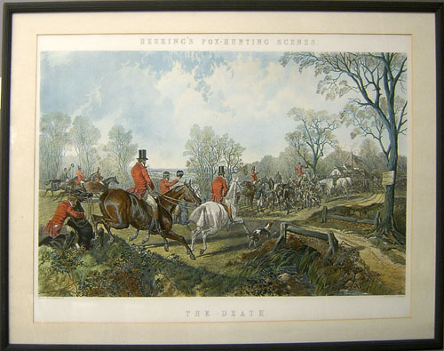 Appraisal: Two fox hunting prints after Herring x