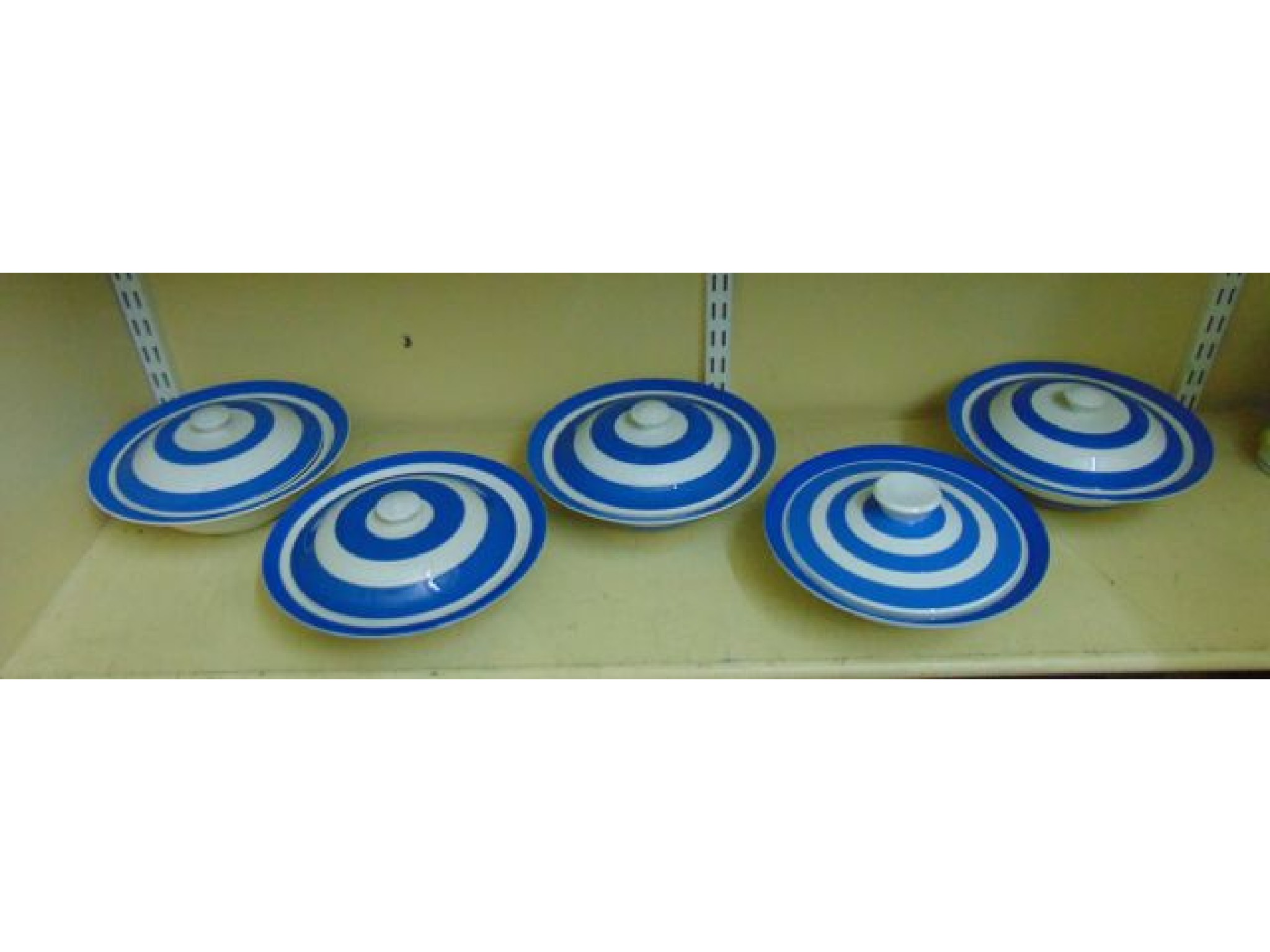 Appraisal: Five T G Green blue and white banded Cornishware tureens