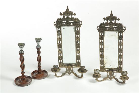 Appraisal: PAIR OF CANDLESTICKS AND WALL SCONCES American late th-early th