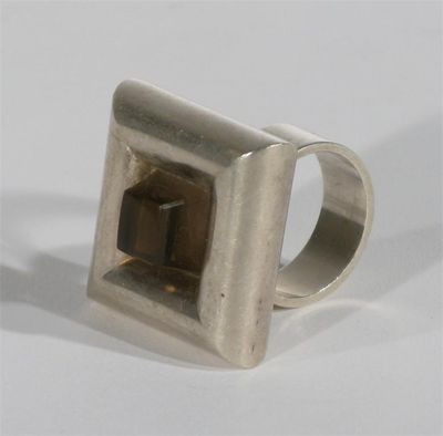 Appraisal: A Hans Hansen silver and quartz ring square section stamped