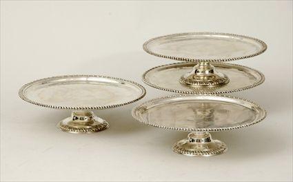 Appraisal: Set of Four Dominick Haff Sterling Silver Stands Monogrammed in