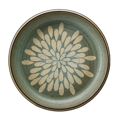 Appraisal: HARRISON McINTOSH b Large glazed stoneware charger with drop pattern