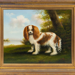 Appraisal: American School Early th Century King Charles Cocker Spaniel oil