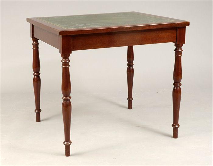 Appraisal: Late Federal-Style Mahogany Leather-Inset Card Table x x in