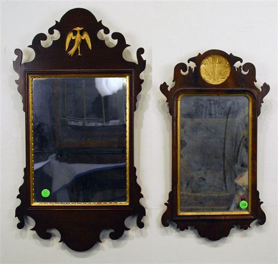 Appraisal: TWO CHIPPENDALE MAHOGANY AND GILTWOOD WALL MIRRORS height of tallest