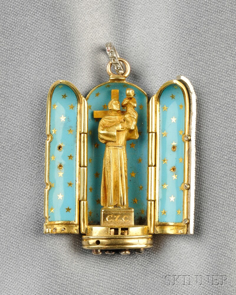 Appraisal: Edwardian Enamel and Diamond Reliquary Pendant with guilloche enamel and