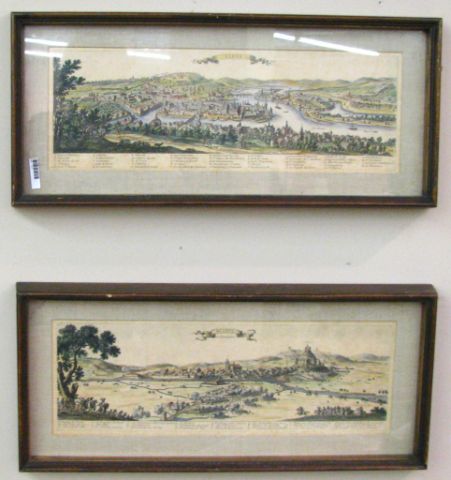 Appraisal: Two French color engravings and maps including one depicting city