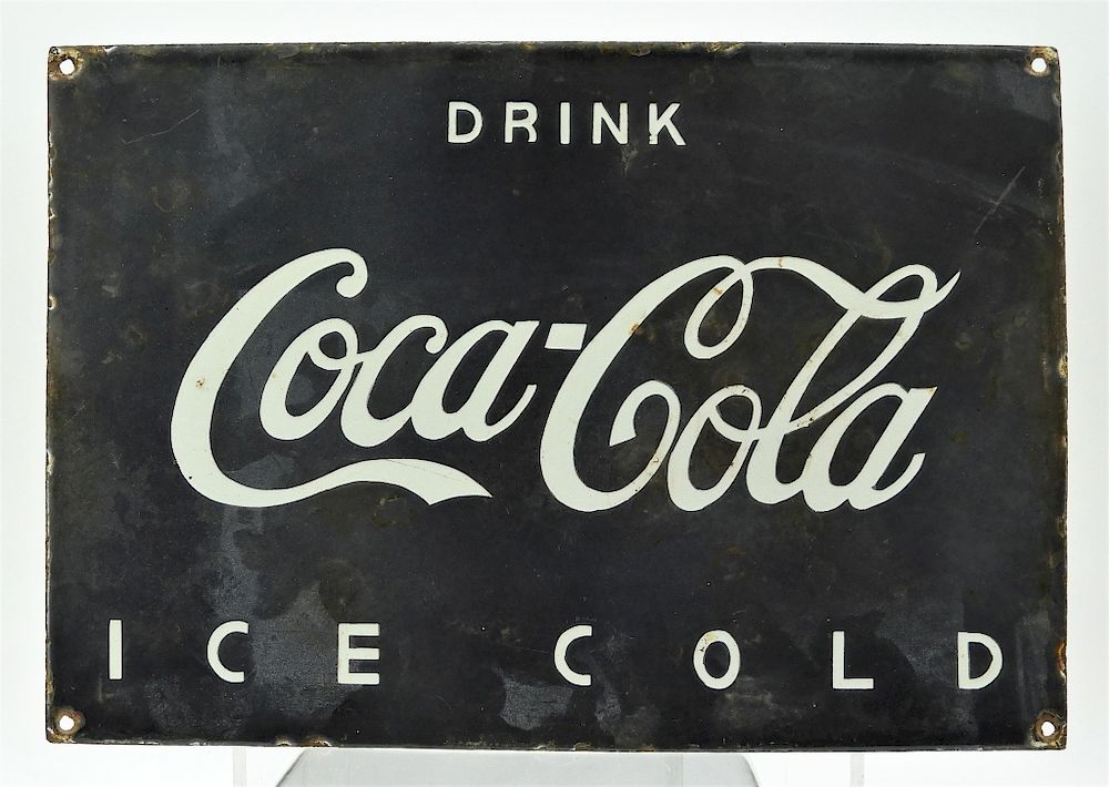 Appraisal: C Coca-Cola SSP Porcelain Advertising Sign United States Circa Rectangular