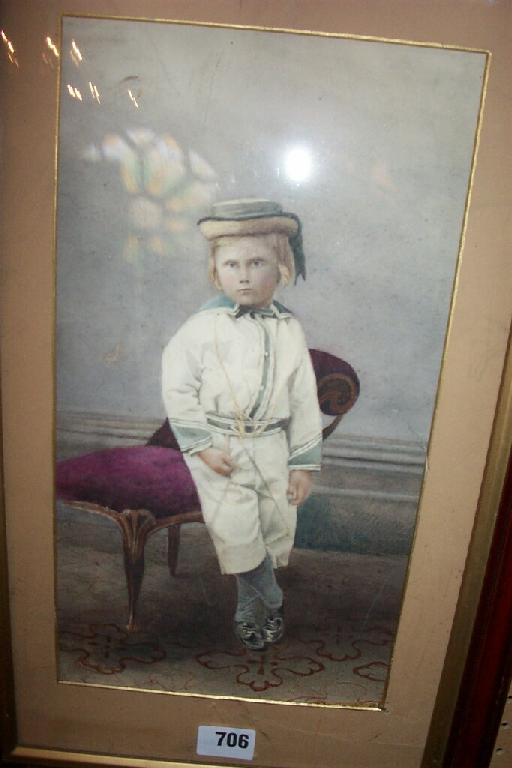 Appraisal: A th century watercolour portrait of a small boy in