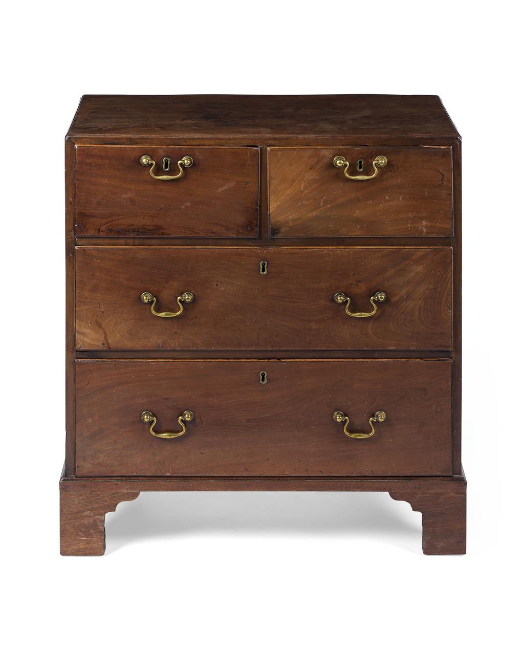 Appraisal: SMALL GEORGE III MAHOGANY CADDY TOP CHEST OF DRAWERS TH