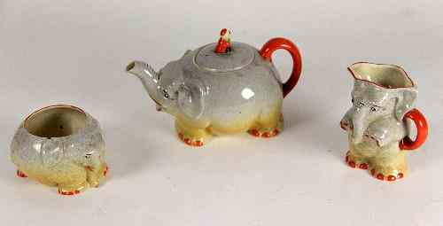 Appraisal: A Royal Venton elephant form tea set comprising elephant teapot