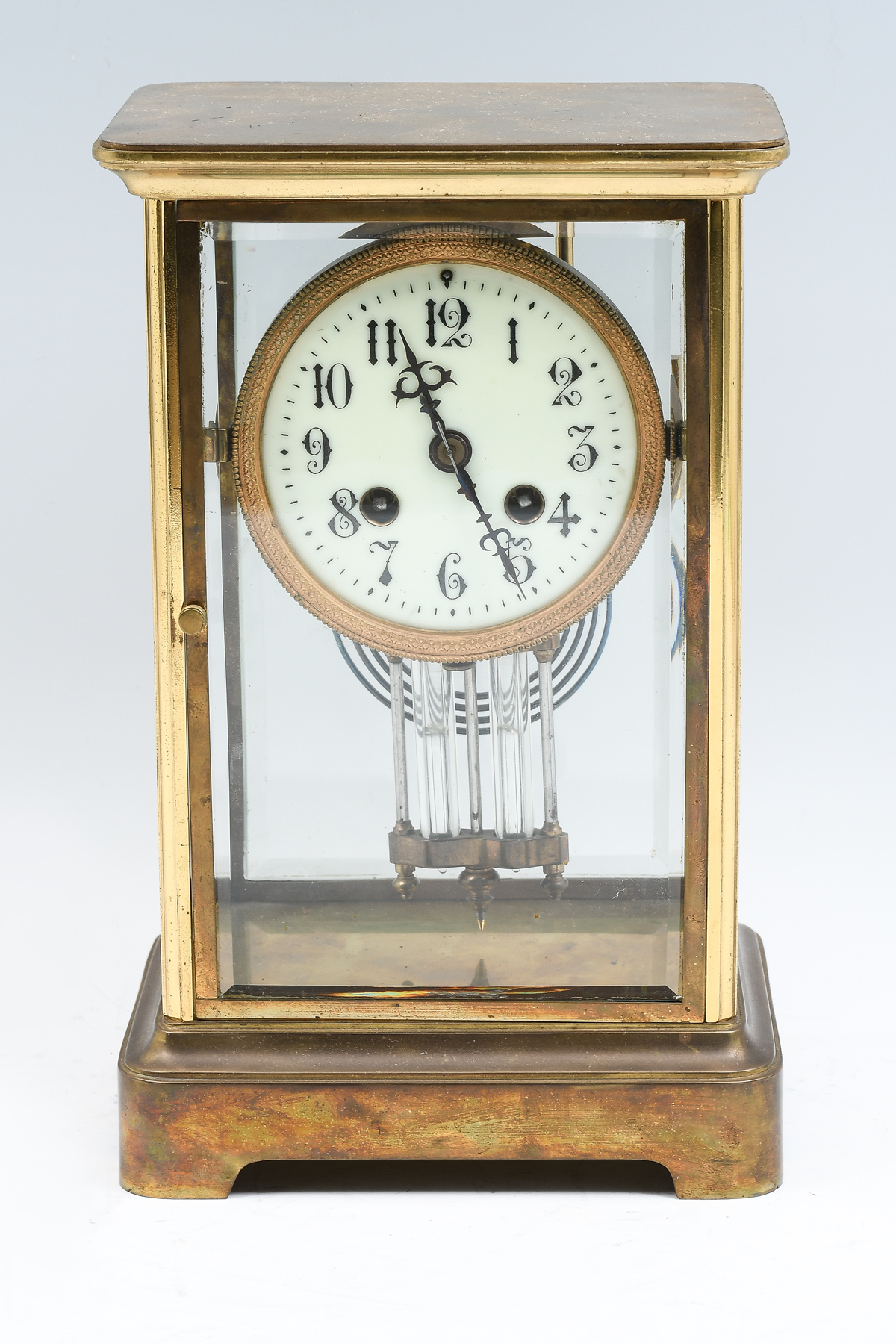 Appraisal: L MARTI FRENCH CRYSTAL REGULATOR CLOCK Brass frame with beveled