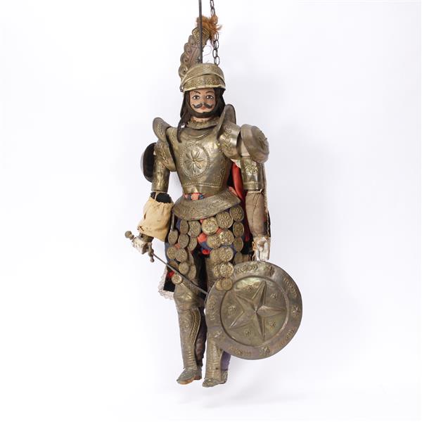 Appraisal: Antique Italian or Sicilian Jointed Knight Rod Puppet with sword