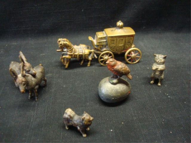 Appraisal: Lot of Miniature Bronzes incl Carriage Vienna and a gilt