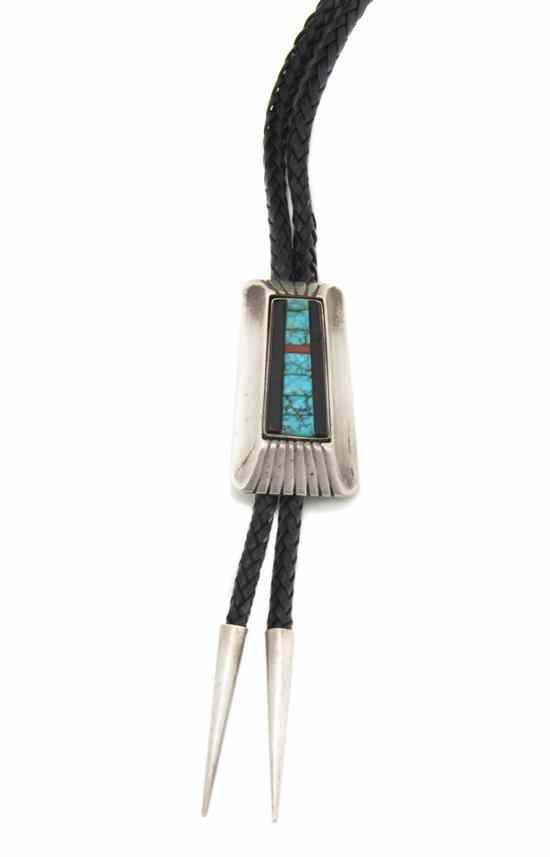 Appraisal: A Navajo Sterling Silver Bolo Tie Victor Beck inlaid with