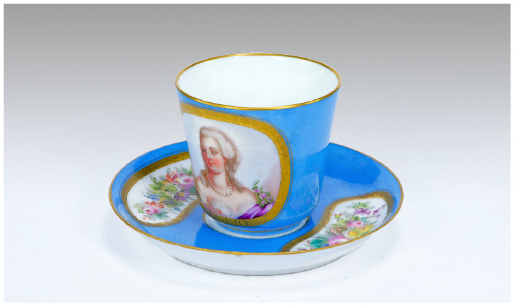 Appraisal: Mid Nineteenth Century Sevres Cup and Saucer Du- Barry marks