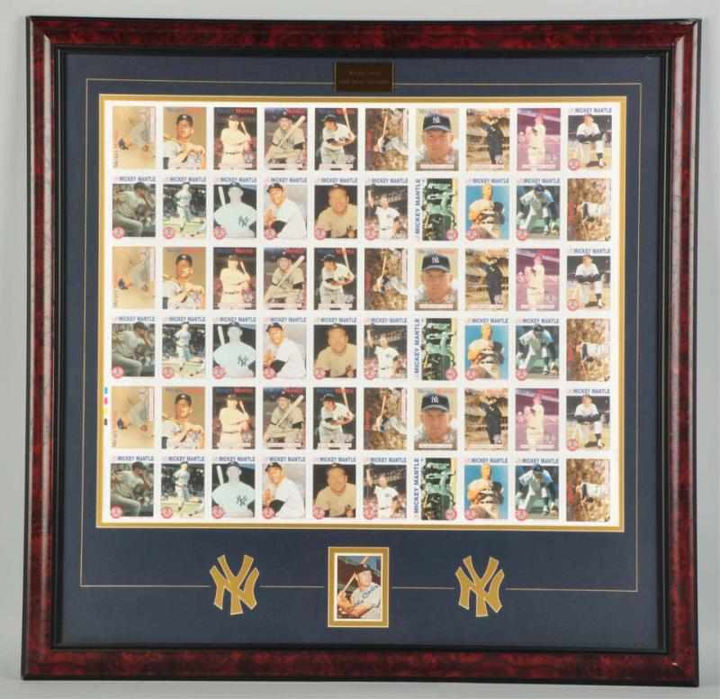 Appraisal: Autographed Mickey Mantle Uncut Card Sheets Description Nicely framed One