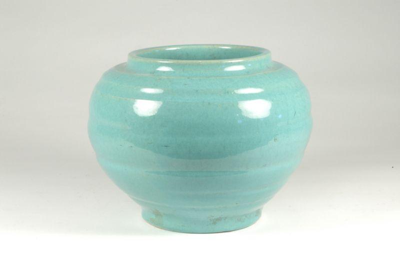 Appraisal: Signed Sunset Mountain Pottery Turquoise vase H W Excellent conditionBruce