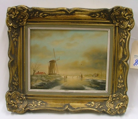 Appraisal: Hv GINKEL OIL ON WOOD PANEL Dutch th century Ice