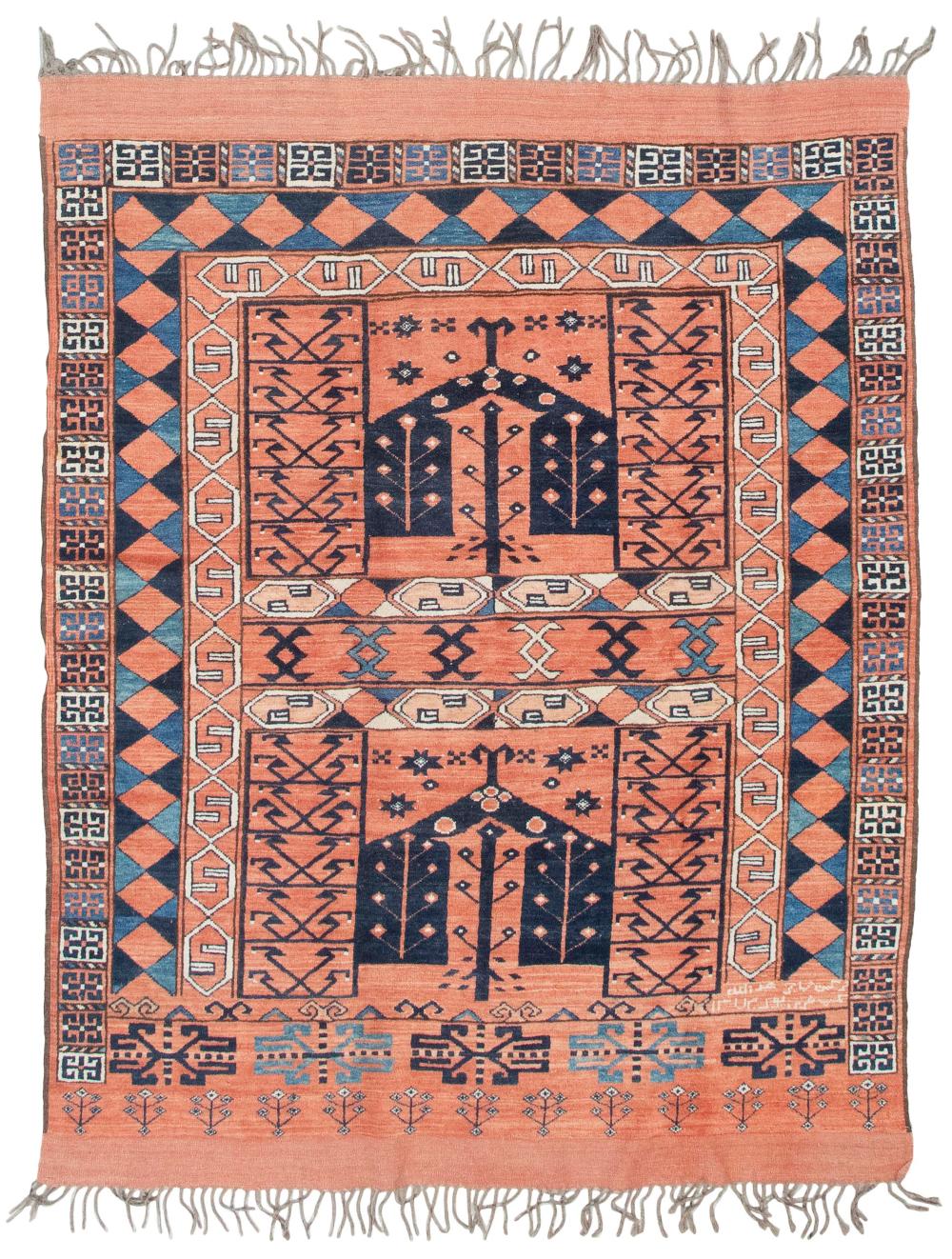 Appraisal: PESHAWAR RUG IN TRIBAL PRAYER DESIGN X EARLY TH CENTURYPESHAWAR