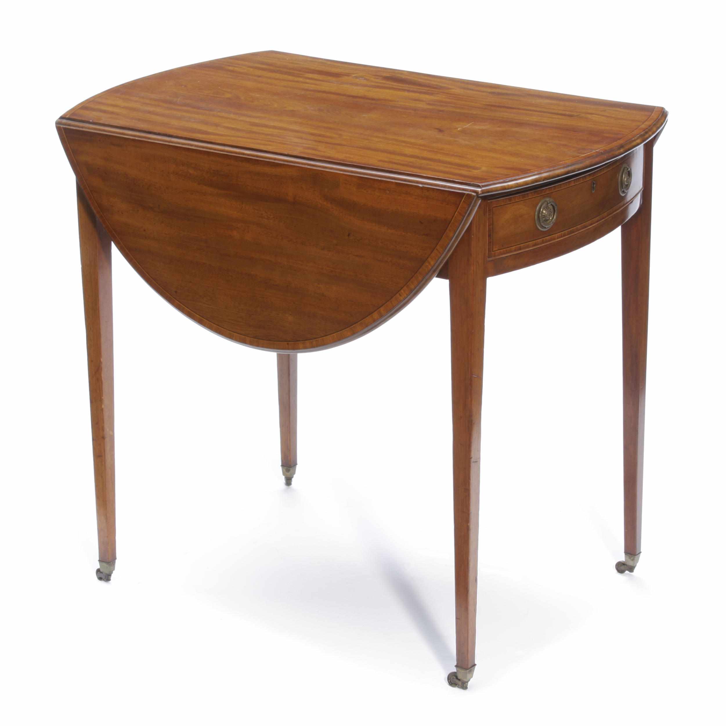 Appraisal: A George III inlaid mahogany drop leaf pembroke table late