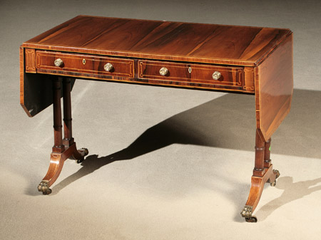 Appraisal: Regency Satinwood and Ebonized Wood Inlaid Rosewood Sofa Table Circa