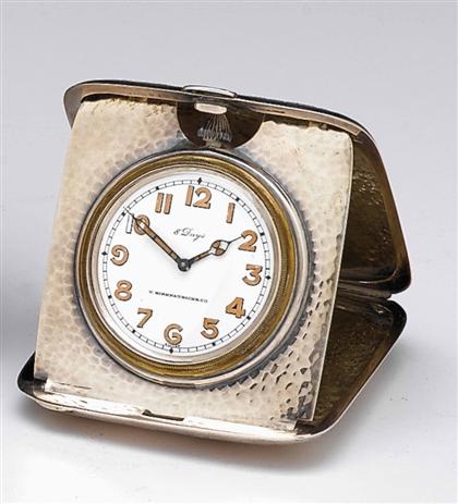 Appraisal: American sterling silver travel clock t kirkpatrick co The hammered