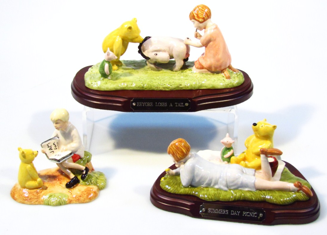 Appraisal: Three Royal Doulton Winnie The Pooh porcelain figure groups Eeyore