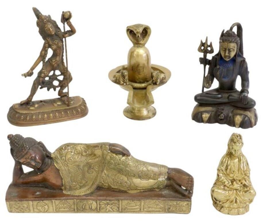 Appraisal: lot of Buddhist and Hindu figures including brass Lingam an