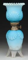 Appraisal: VERY RARE BLUE SATIN GLASS MINI LAMP S - Blue